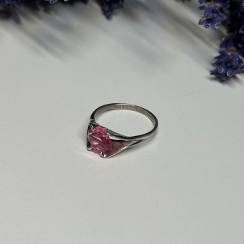 925 Sterling Silver Pink Topaz Ring Size 5