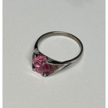 925 Sterling Silver Pink Topaz Ring Size 5