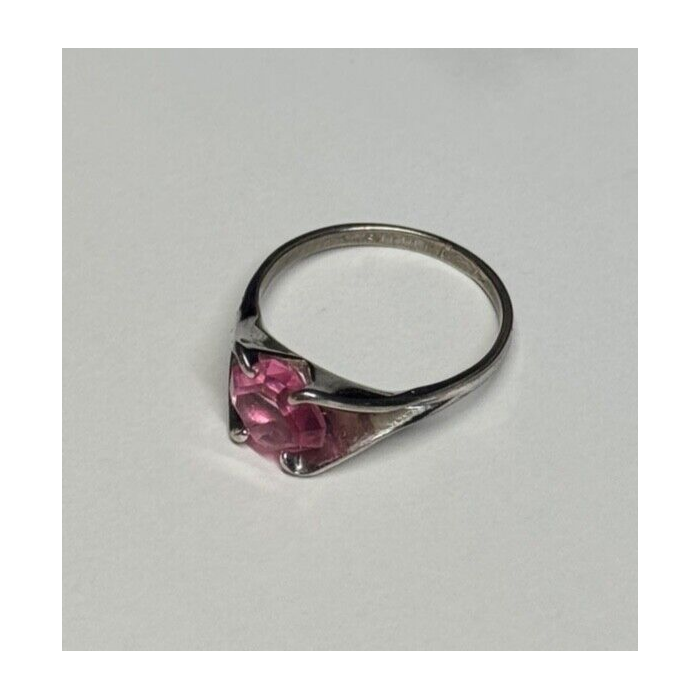 925 Sterling Silver Pink Topaz Ring Size 5