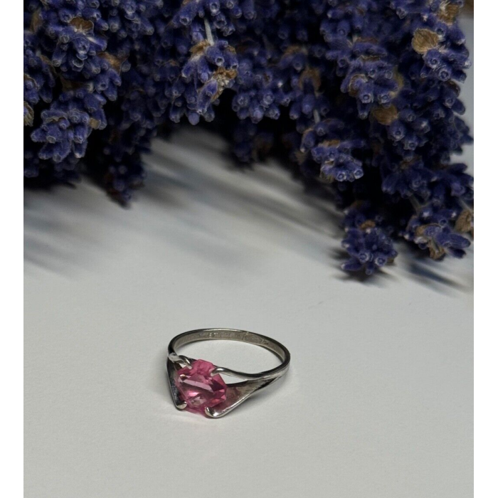 925 Sterling Silver Pink Topaz Ring Size 5