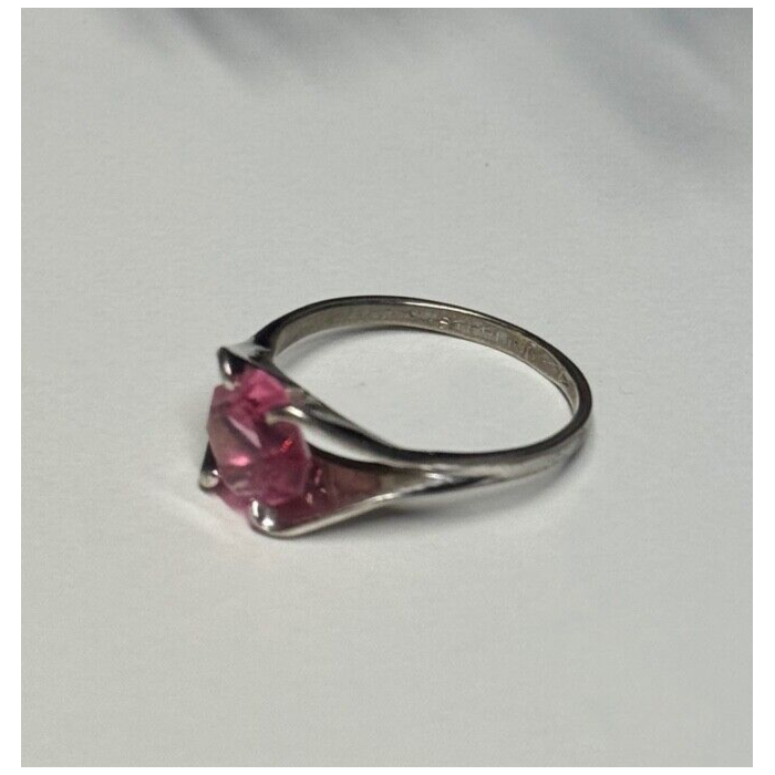 925 Sterling Silver Pink Topaz Ring Size 5