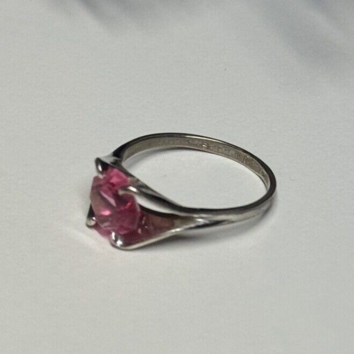 925 Sterling Silver Pink Topaz Ring Size 5