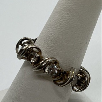 925 Sterling Silver Twisted Wire & CZ Ring Size 8.5