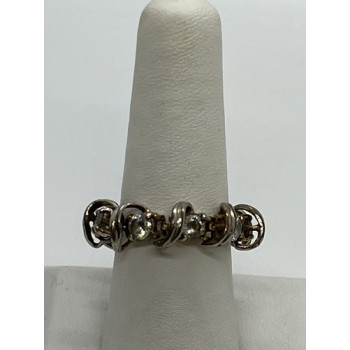 925 Sterling Silver & Twisted Wire & CZ Ring Size 8.5