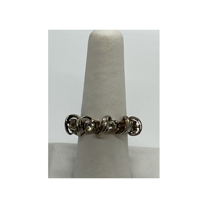 925 Sterling Silver & Twisted Wire & CZ Ring Size 8.5