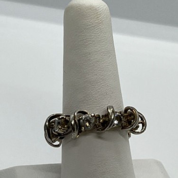 925 Sterling Silver Twisted Wire & CZ Ring Size 8.5