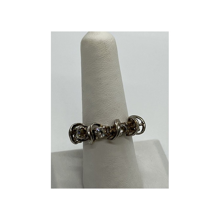 925 Sterling Silver & Twisted Wire & CZ Ring Size 8.5
