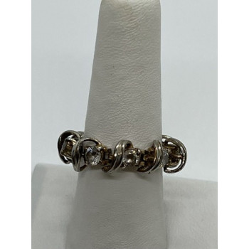 925 Sterling Silver & Twisted Wire & CZ Ring Size 8.5