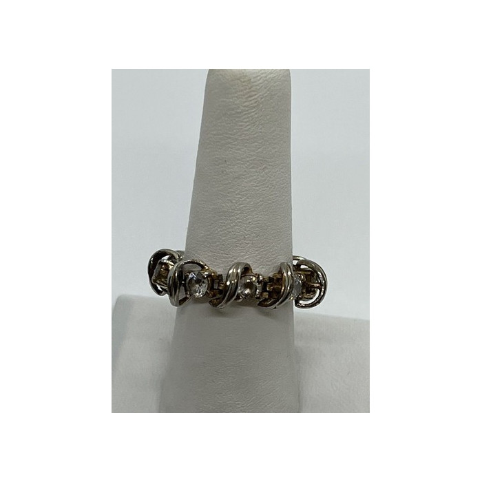 925 Sterling Silver & Twisted Wire & CZ Ring Size 8.5