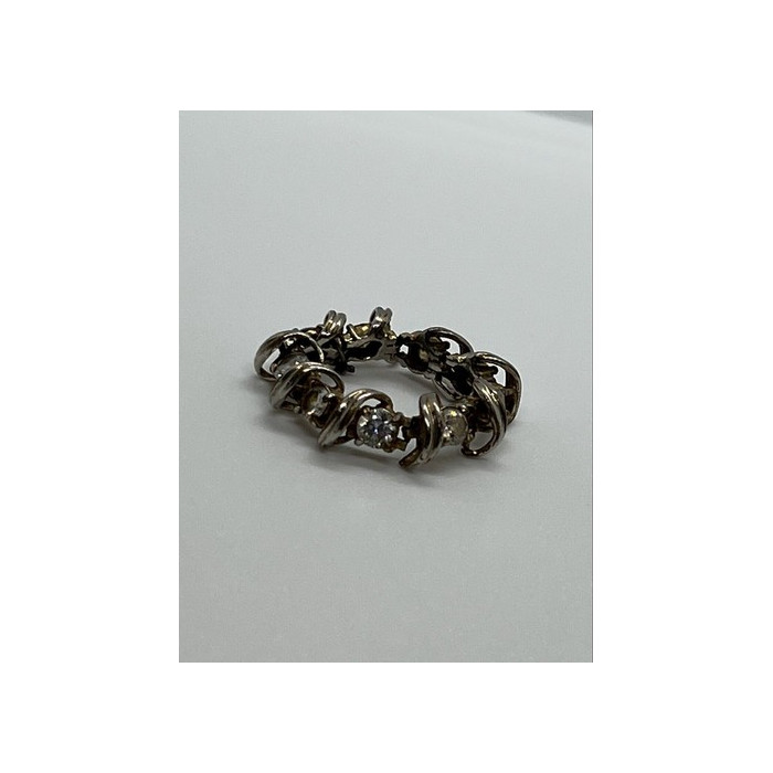 925 Sterling Silver & Twisted Wire & CZ Ring Size 8.5