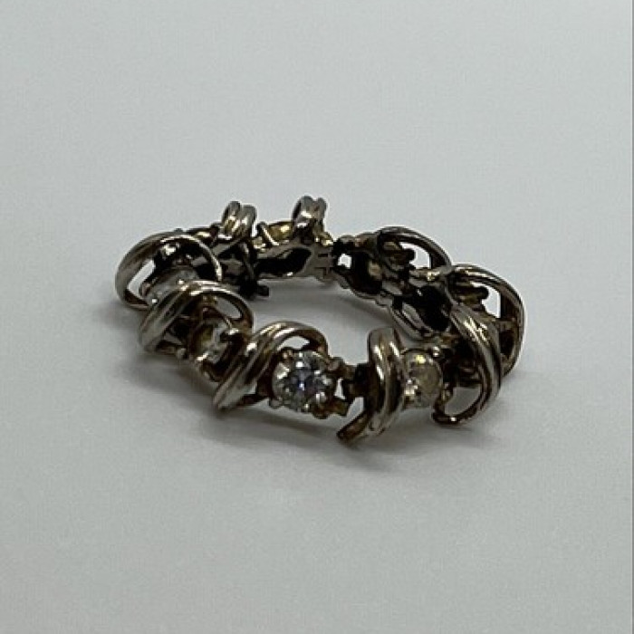 925 Sterling Silver Twisted Wire & CZ Ring Size 8.5