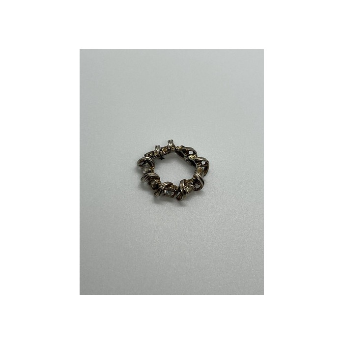 925 Sterling Silver & Twisted Wire & CZ Ring Size 8.5