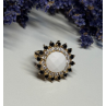 925 STERLING SILVER AGATE, WHITE & BLUE SAPPHIRE RING  SIZE 7