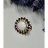 925 STERLING SILVER AGATE, WHITE & BLUE SAPPHIRE RING  SIZE 7