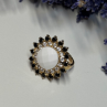 925 Sterling Silver Agate, White & Blue Sapphire Ring Size 7