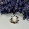 925 Sterling Silver Agate, White & Blue Sapphire Ring Size 7