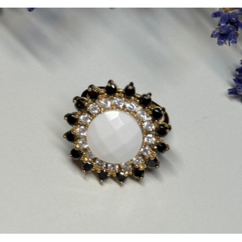 925 STERLING SILVER AGATE, WHITE & BLUE SAPPHIRE RING  SIZE 7