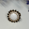 925 Sterling Silver Agate, White & Blue Sapphire Ring Size 7
