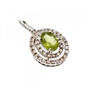 925 Sterling Silver Peridot & White Beryl Pendant
