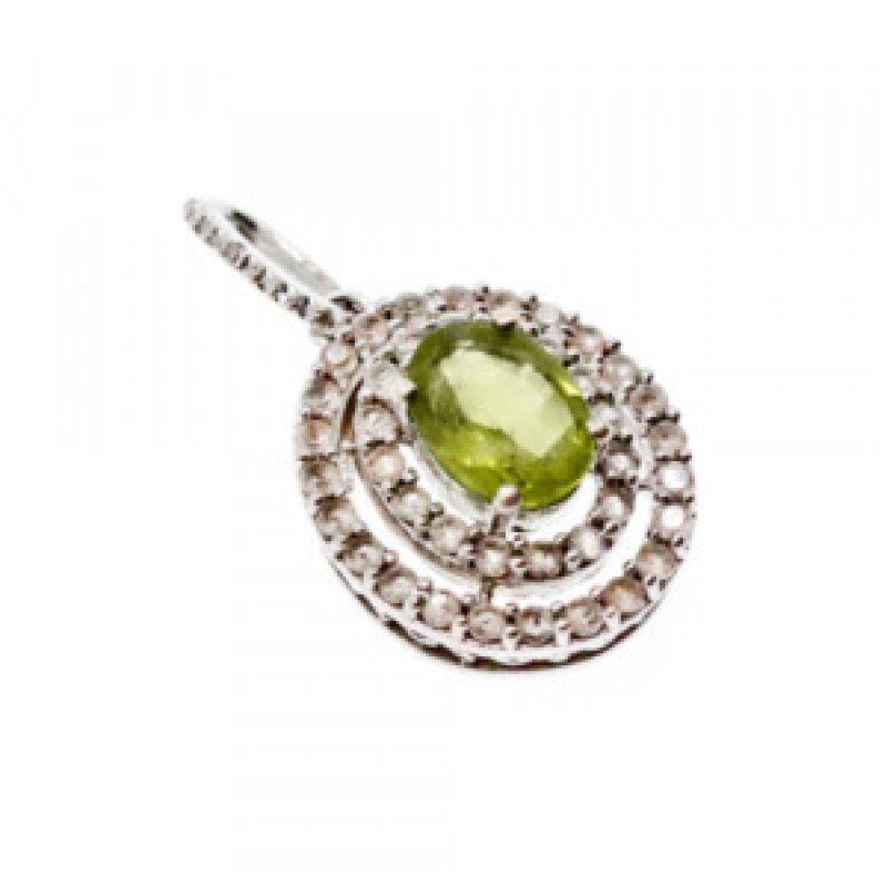 925 Sterling Silver Peridot & White Beryl Pendant