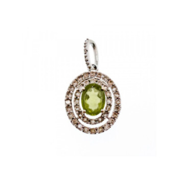 925 Sterling Silver Peridot & White Beryl Pendant