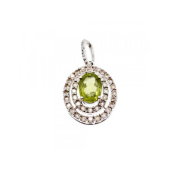 925 Sterling Silver Peridot & White Beryl Pendant