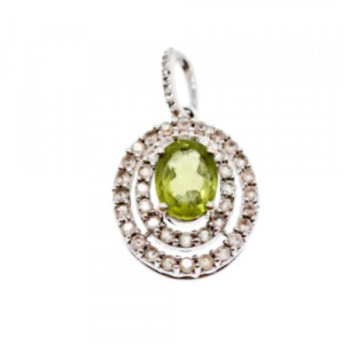 925 Sterling Silver Peridot & White Beryl Pendant