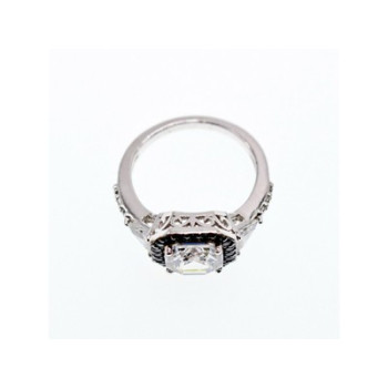 925 Sterling Silver CZ & Black Spinel Ring Size 6.5