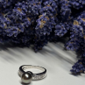 925 Sterling Silver Pearl & Beryl Ring Size 5.5