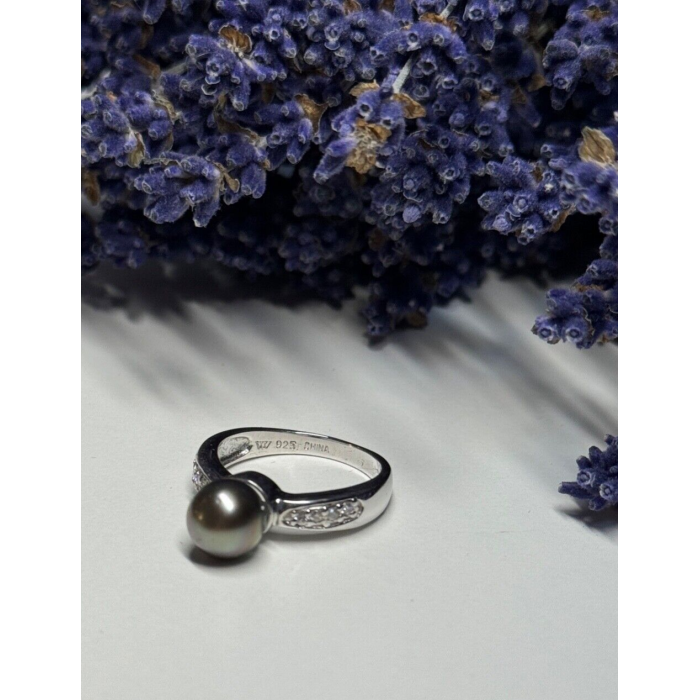 925 STERLING SILVER PEARL & BERYL RING SIZE 5.5