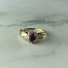 925 Sterling Silver Gold Plated Ruby & Diamonds Ring Size 6.5