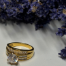 925 Sterling Silver Gold Plated CZ Ring Size 7.5