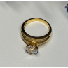 925 Sterling Silver Gold Plated CZ Ring Size 7.5