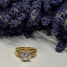 925 Sterling Silver Gold Plated CZ Ring Size 7.5