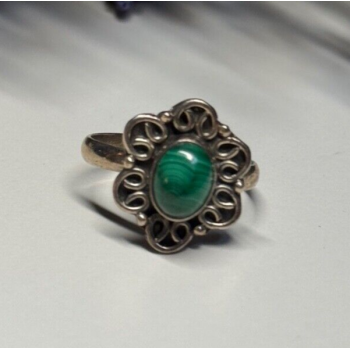 925 Sterling Silver Malachite Ring Size 6.5