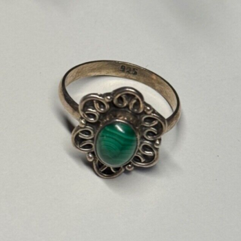 925 Sterling Silver Malachite Ring Size 6.5
