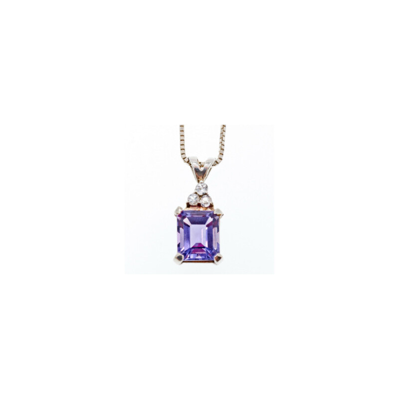 925 Sterling Silver Purple Tourmaline & Goshenite Chain With Pendant