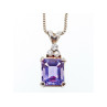 925 Sterling Silver Purple Tourmaline & Goshenite Chain With Pendant