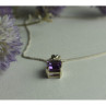 925 Sterling Silver Purple Tourmaline & Goshenite Chain With Pendant