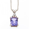 925 Sterling Silver Purple Tourmaline & Goshenite Chain With Pendant
