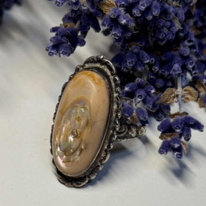 925 Sterling Silver Haliotis Ring Size 6.5