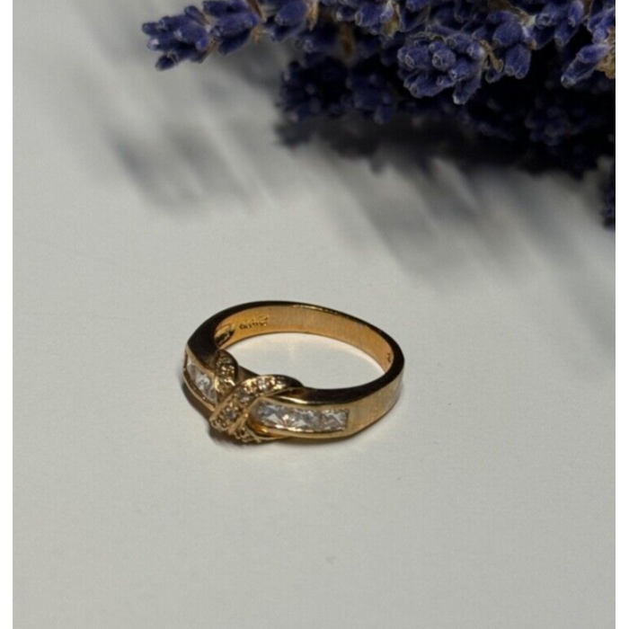 925 Sterling Silver Gold Plated CZ Ring Size 7
