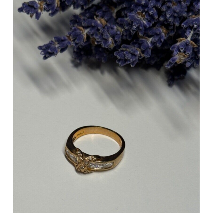 925 Sterling Silver Gold Plated CZ Ring Size 7