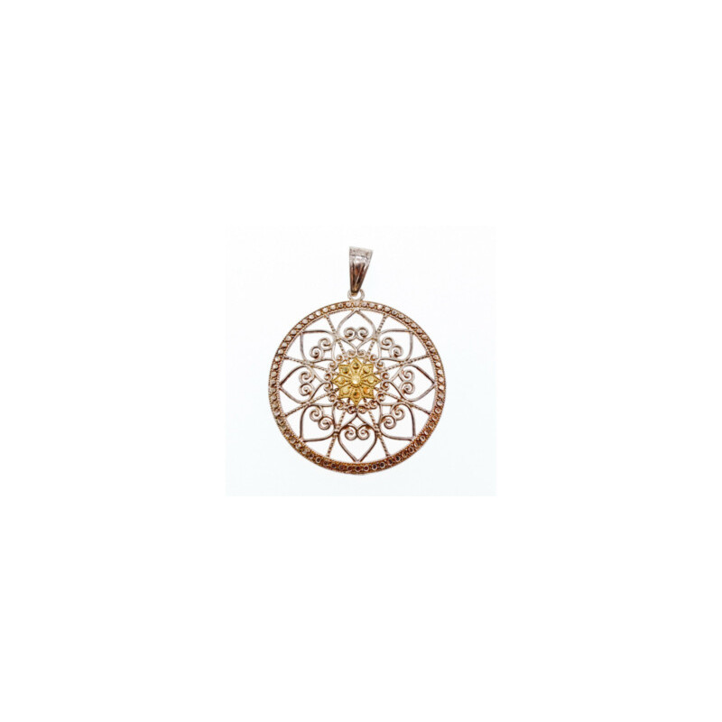 925 Sterling Silver & 14k Yellow Gold Pendant