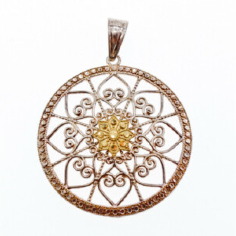 925 Sterling Silver & 14k Yellow Gold Pendant