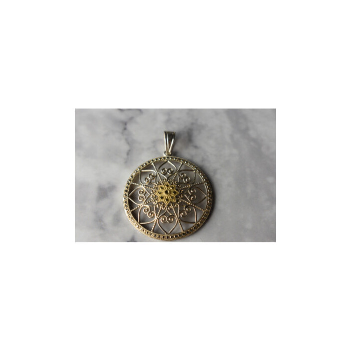 925 Sterling Silver & 14k Yellow Gold Pendant