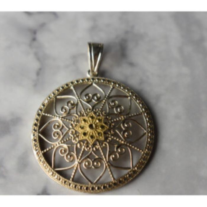 925 Sterling Silver & 14k Yellow Gold Pendant