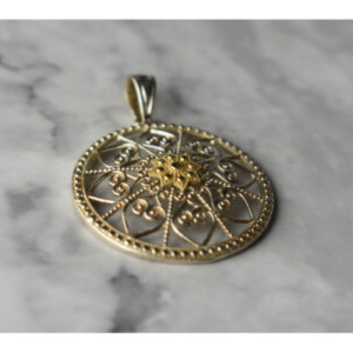 925 Sterling Silver & 14k Yellow Gold Pendant