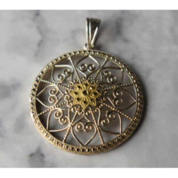 925 Sterling Silver & 14k Yellow Gold Pendant