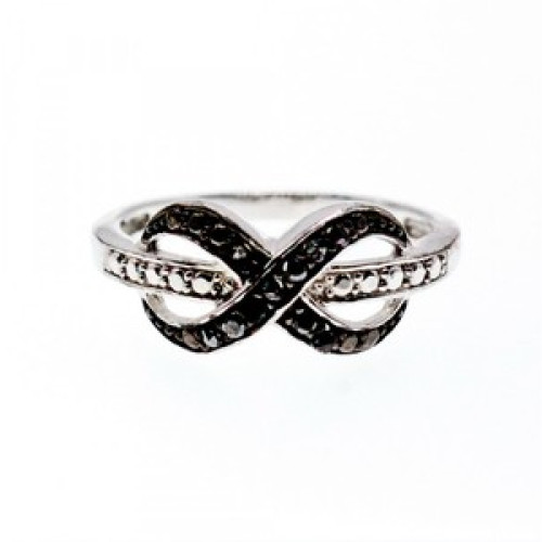 925 White & Blackened Sterling Silver Ring Size 7